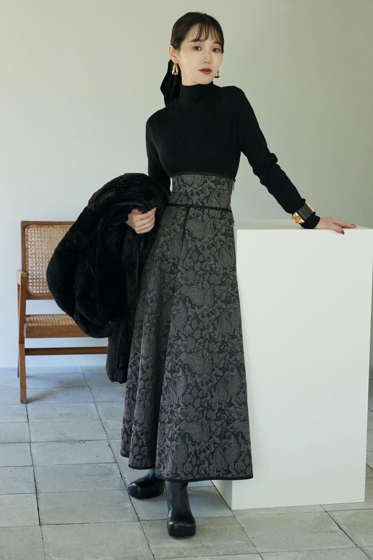 BOTANICAL JACQUARD SKIRT – ANDREA&Co.